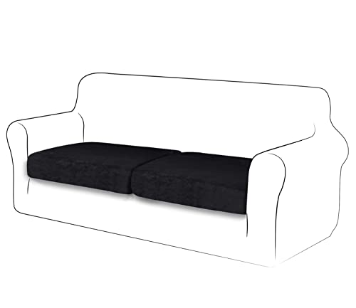 TIANSHU Velvet Stretch Kissenbezug Sofakissen Schonbezug Möbelschutz Sofa Sitzbezug für Couch 1-teilige Velvet Kissenbezüge für 2 Stück (2 Stück, Schwarz) von TIANSHU