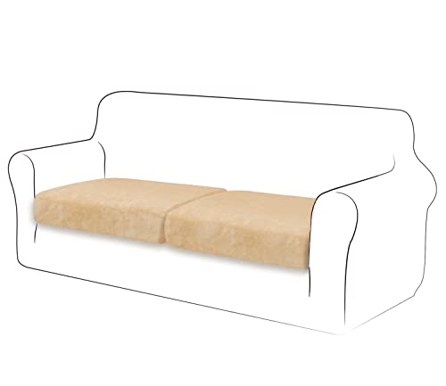 TIANSHU Velvet Stretch Kissenbezug Sofakissen Schonbezug Möbelschutz Sofa Sitzbezug für Couch 1-teilige Velvet Kissenbezüge für 2 Stück (2 Stück, Warmer Sand) von TIANSHU