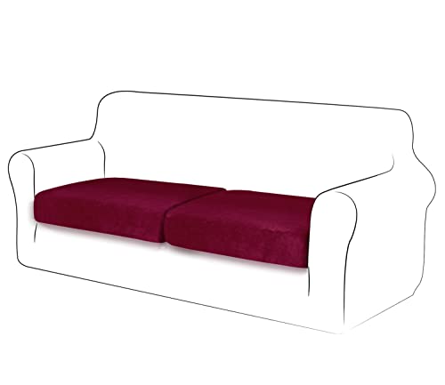 TIANSHU Velvet Stretch Kissenbezug Sofakissen Schonbezug Möbelschutz Sofa Sitzbezug für Couch 1-teilige Velvet Kissenbezüge für 2 Stück (2 Stück, Weinrot) von TIANSHU