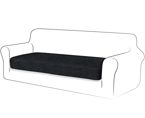 TIANSHU Velvet Stretch Kissenbezug Sofakissen Schonbezug Möbelschutz Sofa Sitzbezug für Couch 1-teilige Velvet Kissenbezüge für 3 Sitzer (3 Sitzer, Schwarz) von TIANSHU