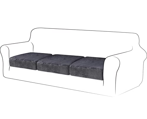TIANSHU Velvet Stretch Kissenbezug Sofakissen Schonbezug Möbelschutz Sofa Sitzbezug für Couch 1-teilige Velvet Kissenbezüge für 3 Stück (3 Stück, Grau) von TIANSHU