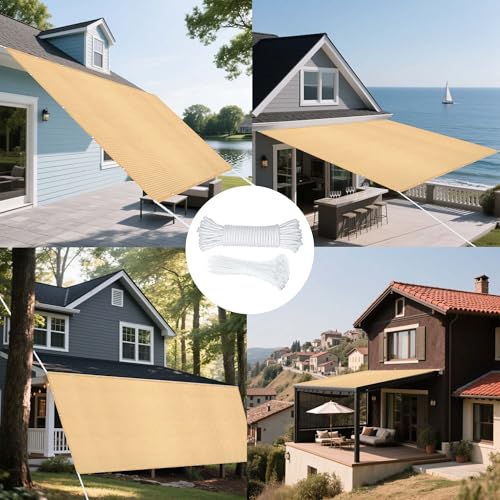 Sonnensegel 360 x 440 cm Rechteckig Atmungsaktiv 98% UV Schutz Schattiernetz mit Ösen Vielen Größen mit Spannseilen für Balkon Garten, Creme Farben Sonnensegel 360 x 440 cm Rechteckig Atmungsaktiv 98% UV Schutz Schattiernetz mit Ösen Vielen Größen mit Spannseilen für Balkon Garten, Creme Farben von TIANTMIN