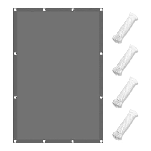 Sonnensegel 360 x 540 cm Wasserabweisendes Sonnensegel Sichtschutz Sonnenschutz Carport mit Ösen Segeltuch 4 × 1.5 M Seile für Garten Terrasse, Hellgrau von TIANTMIN