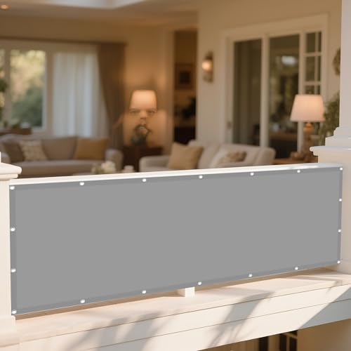 Sonnensegel Balkon 250 x 360 cm Rechteckig Wasserdicht 98% UV Schutz Segeltuch Pergola Ohne Bohren mit Ösen Segeltuch für Terrasse Camping, Hellgrau von TIANTMIN