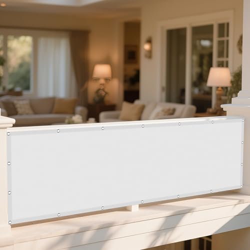 Sonnensegel Balkon 420 x 480 cm Rechteckig Wasserdicht 98% UV Schutz Segeltuch Pergola Ohne Bohren mit Ösen Segeltuch für Terrasse Camping, Weiß von TIANTMIN