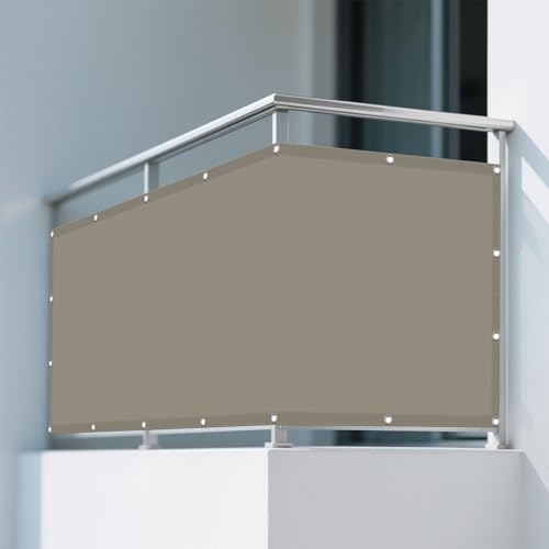 Sonnensegel Wasserdicht Sonnenschutz 10 x 10 m Rechteckig Wasserdicht 98% UV Schutz Wiederverwendbar Sonnennetz mit Ösen Und Befestigungsseile für Terrasse Balkon, Khaki von TIANTMIN