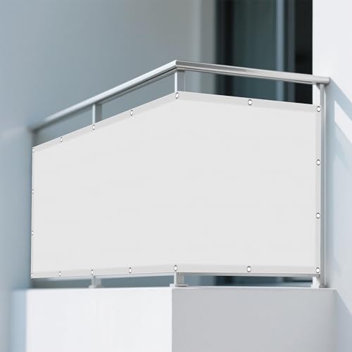 Sonnensegel Wasserdicht Sonnenschutz 8 x 9 m Rechteckig Wasserdicht 98% UV Schutz Wiederverwendbar Sonnennetz mit Ösen Und Befestigungsseile für Terrasse Balkon, Weiß von TIANTMIN