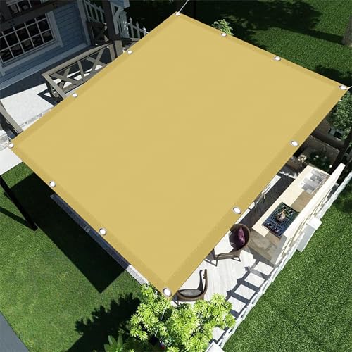 Sonnensegel inkl Befestigungsseile 2.8 x 2.8 m Wasserabweisend Imprägniert 98% Uv-Block Sichtschutz Garten mit Spannseilen mit Ösen für Balkon Terrasse Garten Outdoor, Sandgelb von TIANTMIN