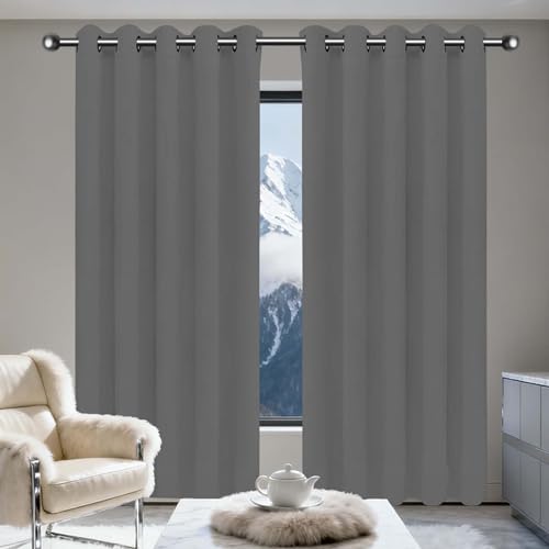 TIANTMIN Verdunklungsvorhänge 1Er Set 110 x 100 cm Thermo Vorhang Gegen Kälte Und Hitze Vorhang Kälteschutz Blackout Curtain mit Ösen, Waschbar für Schlafzimmer, Dunkelgrau TIANTMIN Verdunklungsvorhänge 1Er Set 110 x 100 cm Thermo Vorhang Gegen Kälte Und Hitze Vorhang Kälteschutz Blackout Curtain mit Ösen, Waschbar für Schlafzimmer, Dunkelgrau von TIANTMIN