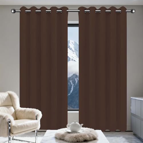 TIANTMIN Verdunklungsvorhänge 1Er Set 110 x 140 cm Thermo Vorhang Gegen Kälte Und Hitze Vorhang Kälteschutz Blackout Curtain mit Ösen, Waschbar für Schlafzimmer, braun TIANTMIN Verdunklungsvorhänge 1Er Set 110 x 140 cm Thermo Vorhang Gegen Kälte Und Hitze Vorhang Kälteschutz Blackout Curtain mit Ösen, Waschbar für Schlafzimmer, braun von TIANTMIN