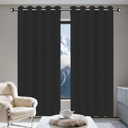 TIANTMIN Verdunklungsvorhänge 1Er Set 140 x 100 cm Thermo Vorhang Gegen Kälte Und Hitze Vorhang Kälteschutz Blackout Curtain mit Ösen, Waschbar für Schlafzimmer, Schwarz TIANTMIN Verdunklungsvorhänge 1Er Set 140 x 100 cm Thermo Vorhang Gegen Kälte Und Hitze Vorhang Kälteschutz Blackout Curtain mit Ösen, Waschbar für Schlafzimmer, Schwarz von TIANTMIN