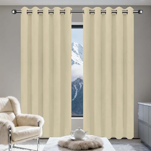 TIANTMIN Verdunklungsvorhänge 1Er Set 140 x 250 cm Thermo Vorhang Gegen Kälte Und Hitze Vorhang Kälteschutz Blackout Curtain mit Ösen, Waschbar für Schlafzimmer, Creme Farben TIANTMIN Verdunklungsvorhänge 1Er Set 140 x 250 cm Thermo Vorhang Gegen Kälte Und Hitze Vorhang Kälteschutz Blackout Curtain mit Ösen, Waschbar für Schlafzimmer, Creme Farben von TIANTMIN
