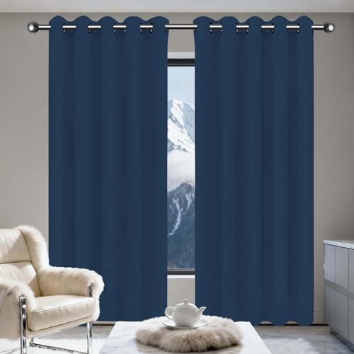 TIANTMIN Verdunklungsvorhänge 1Er Set 200 x 130 cm Thermo Vorhang Gegen Kälte Und Hitze Vorhang Kälteschutz Blackout Curtain mit Ösen, Waschbar für Schlafzimmer, Dunkelblau TIANTMIN Verdunklungsvorhänge 1Er Set 200 x 130 cm Thermo Vorhang Gegen Kälte Und Hitze Vorhang Kälteschutz Blackout Curtain mit Ösen, Waschbar für Schlafzimmer, Dunkelblau von TIANTMIN