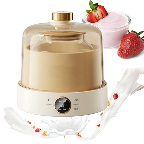 Multifunktions-Joghurtmaschine, Elektrisch, 1 L, Automatischer Joghurtbereiter, 4 Modelle + Einstellbare Zeit, 360°-Wrap-Fermentation, Versiegelt Zur Frischhaltung, Für Joghurt, Natto,1L von TIANTOO