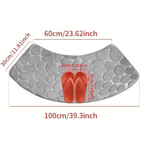 TIANTOO Gebogene Duschmatte, Absorbiert Wasser Schnell Und Hinterlässt Keine Wasserflecken, rutschfeste Unterseite, Maschinenwaschbar, Für Badezimmer, Hotel (30 X 60 X 100 cm),Grey von TIANTOO