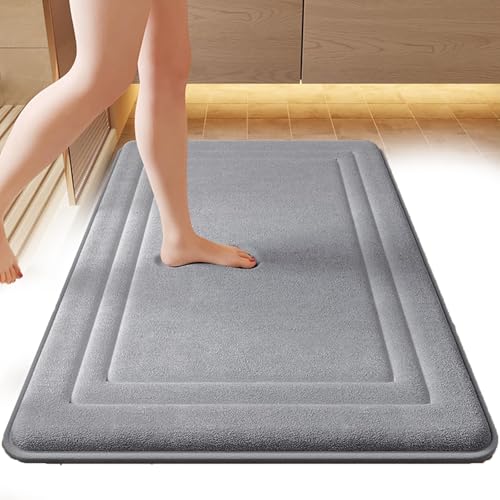 TIANTOO rutschfeste Badematte, Badezimmerteppich, Weich, Saugfähig/schnelltrocknend, 3-lagiges Design/angenehmes Fußgefühl, Maschinenwaschbar/leicht Zu Reinigen, Für Dusche, Badewanne,50x80cm,Black von TIANTOO