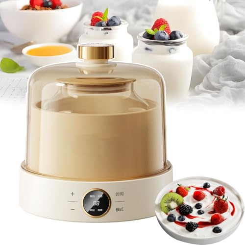 Vollautomatischer Joghurtbereiter, Großes Fassungsvermögen: 1 L, Einstellbare Zeit: 8–12 Stunden, 4 Modelle + LED-Anzeige, Automatische Abschaltung, Für Joghurt, Natto, Kimchi,1L von TIANTOO