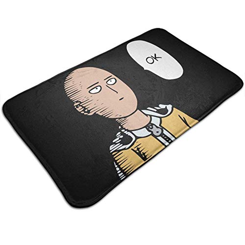 One Punch Man Saitama Ok Maximale Flanell-Badematte Vordertürmatte Rutschfeste Bodenteppiche Begrüßungsmatten Küchenteppiche Langlebig Für Den Innenbereich Schlafzimmer Deko Wohnzimmer 20"x32" von TIANTUR