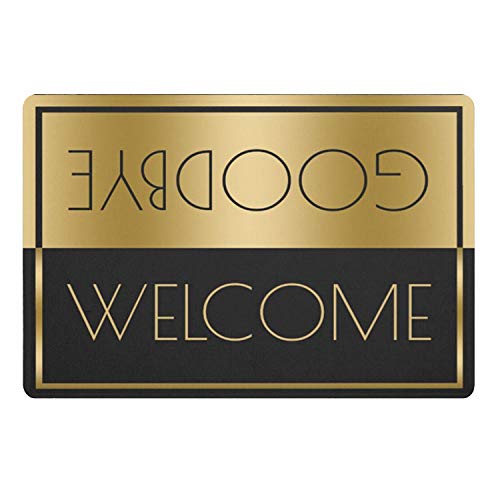 TIANTUR Modern Reverse Welcome Goodbye Eingangsmatte Eingang Gold Schwarz Fußmatte Rutschfester Flanell Teppich Teppich Minimalismus Dekor Schlafzimmer deko Wohnzimmer 16"x24" von TIANTUR