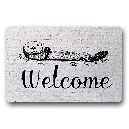 TIANTUR Sea Otter Willkommen Fußmatte Eingangsmatte Vlies Indoor Fußmatte Wohnkultur und Büroraum Tür Fußmatte Schlafzimmer deko Wohnzimmer 20"x32" von TIANTUR