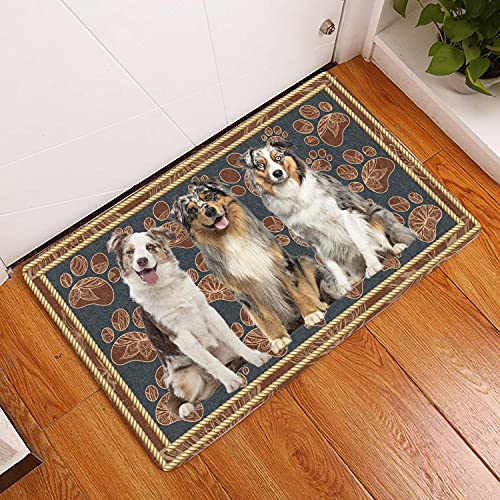 Fussmatte Aussen Haustür Fußabtreter Australian Shepherd Flower Paw - Hund Fußmatte Willkommensmatte Home Decor Geschenk für Hundeliebhaber Lustige Fußmatte Geschenkidee deko wohnzimmer 16"x24" von TIANTURNM