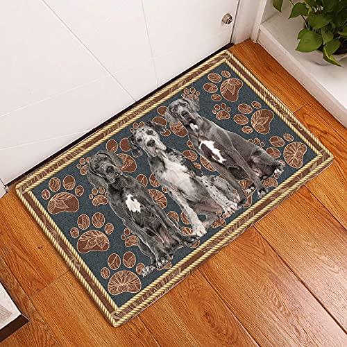 TIANTURNM Fussmatte Aussen Haustür Fußabtreter Deutsche Dogge Blumenpfote - Hund Fußmatte Willkommen Matte Home Decor Geschenk für Hundeliebhaber Lustige Fußmatte Geschenkidee deko Wohnzimmer 16"x24" von TIANTURNM