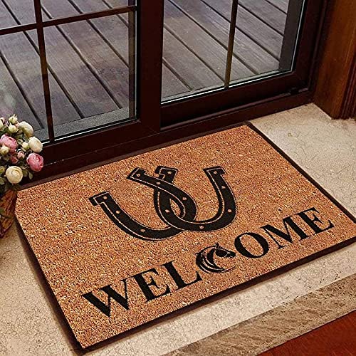 TIANTURNM Fussmatte Aussen Haustür Fußabtreter Lustige Willkommen Hufeisen Fußmatte Willkommensmatte Home Decor Lustige Fußmatte Geschenkidee deko Wohnzimmer 20"x32" von TIANTURNM