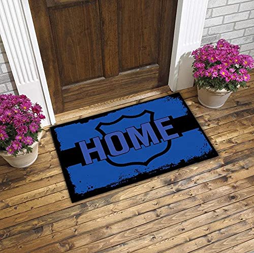 TIANTURNM Fussmatte Aussen Haustür Fußabtreter Polizei Home Thin Blue Line Indoor und Outdoor Fußmatte Willkommensmatte Home Decor Lustige Fußmatte Geschenkidee deko Wohnzimmer 16"x24" von TIANTURNM