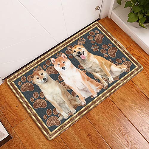 TIANTURNM Fussmatte Aussen Haustür Fußabtreter Shiba Inu Flower Paw - Hund Fußmatte Willkommen Matte Home Decor Geschenk für Hundeliebhaber Lustige Fußmatte Geschenkidee deko Wohnzimmer 20"x32" von TIANTURNM