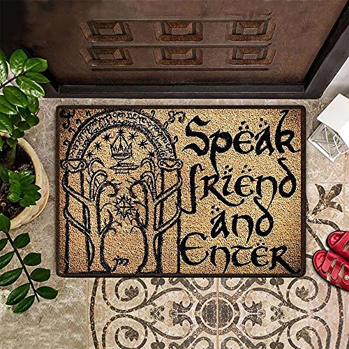 TIANTURNM Fußmatte innen Sprich Freund und betrete die Fußmatte lustige Outdoor-Willkommensmatte waschbare Innentürmatte deko Wohnzimmer 16"x24" von TIANTURNM