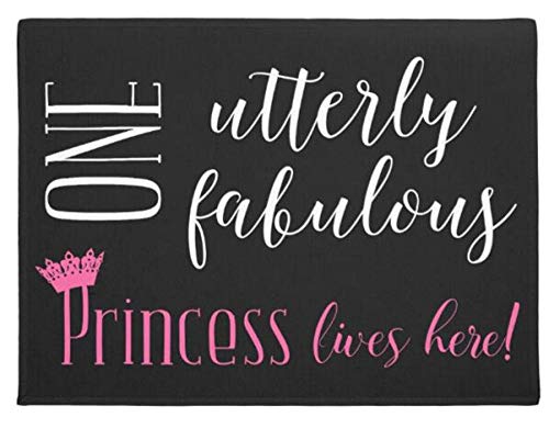 TIANTURNM Lustige Prinzessin Live Here Fußmatten Rosa Neuheit Wunderschöne Prinzessin Willkommenszimmer Fußmatte Flanell Bodenteppich Teppich Eingang Geschenke Schlafzimmer deko Wohnzimmer 20"x32" von TIANTURNM
