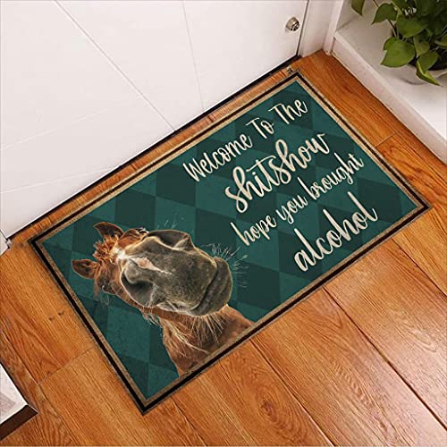 TIANTURNM Willkommen bei der Show Pferd Fußmatte Willkommensmatte Home Decor Lustige Fußmatte Geschenk für Pferdeliebhaber Geschenk für Bauern Geschenk für Familie deko Wohnzimmer 20"x32" von TIANTURNM