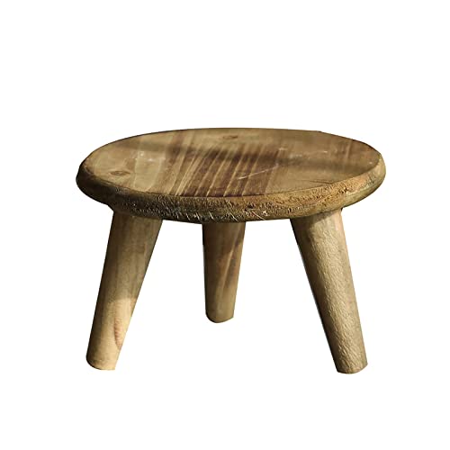 TIAVNTD Runder Mini-Holzhocker, Holz-Mini-Hocker, Pflanzenständer, Blumenregal, Bonsai-Gestell für Zuhause, Terrasse, Rasen, Garten, Balkon, Dekor-Tablett von TIAVNTD