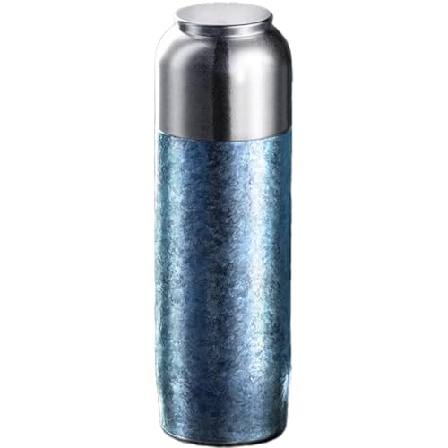 Titan-Wasserflasche - 420ml / 14fl oz Doppelwandige isolierte Thermosflasche, Uasserflasche Auslaufsichere Thermoskanne (Bewölktes Wasser Blau) von TIBROMTACK