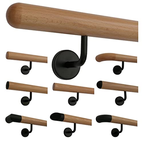 TIBU Buche Holz Handlauf Geländer 30-500cm im Set schwarze Halter Wandhandlauf Wand Treppe, Länge 100 cm mit 2 Halter Enden Halbkugeln gefräst TIBU Buche Holz Handlauf Geländer 30-500cm im Set schwarze Halter Wandhandlauf Wand Treppe, Länge 100 cm mit 2 Halter Enden Halbkugeln gefräst von TIBU