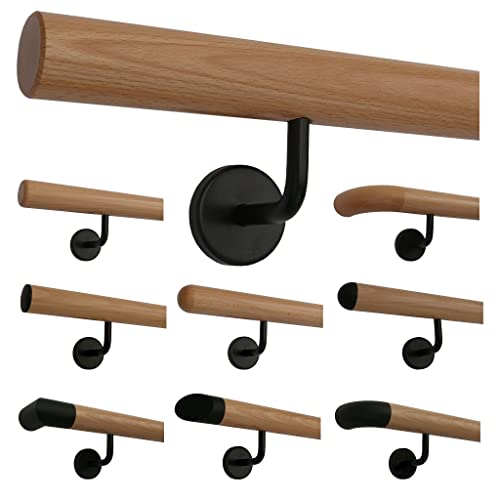 TIBU Buche Holz Handlauf Geländer 30-500cm im Set schwarze Halter Wandhandlauf Wand Treppe, Länge 120 cm mit 2 Halter Enden gefast TIBU Buche Holz Handlauf Geländer 30-500cm im Set schwarze Halter Wandhandlauf Wand Treppe, Länge 120 cm mit 2 Halter Enden gefast von TIBU