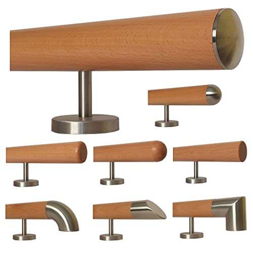Buche Holz Treppe Handlauf Geländer Griff gerade Edelstahlhalter, Länge 30 - 500 cm aus einem Stück / zum Beispiel Länge 30 cm mit 2 gerade Halter - Enden = leicht gewölbte Edelstahlkappe Buche Holz Treppe Handlauf Geländer Griff gerade Edelstahlhalter, Länge 30 - 500 cm aus einem Stück / zum Beispiel Länge 30 cm mit 2 gerade Halter - Enden = leicht gewölbte Edelstahlkappe von TIBU