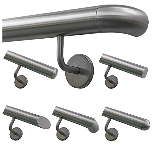 TIBU Handlauf Geländer Edelstahl Ø 42,4 mm - Länge 270 cm - Ende Bogen zur Wand und gewinkelte Halter - Rostfrei für Außen und Innen TIBU Handlauf Geländer Edelstahl Ø 42,4 mm - Länge 270 cm - Ende Bogen zur Wand und gewinkelte Halter - Rostfrei für Außen und Innen von TIBU