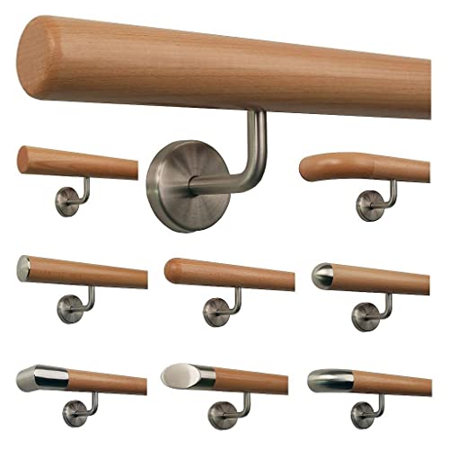 TIBU Buche Geländer Handlauf Treppe Holz Griff gew. Edelstahlhalter, Länge 30 - 500 cm aus einem Stück / Variante:180 cm mit 3 Halter Radius gefräst TIBU Buche Geländer Handlauf Treppe Holz Griff gew. Edelstahlhalter, Länge 30 - 500 cm aus einem Stück / Variante:180 cm mit 3 Halter Radius gefräst von TIBU