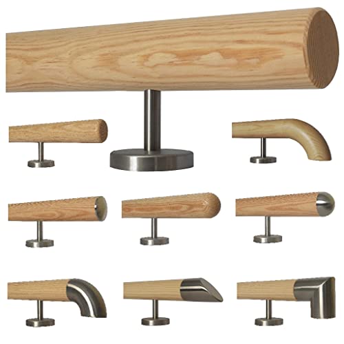TIBU Kiefer Holz Handlauf Geländer 0,3m - 5m, Länge 70 cm, Ende gefast und 2 gerade Halter von TIBU