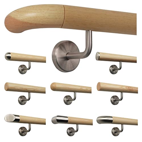 Kiefer Handlauf Treppen Geländer Handläufer 30-500 cm aus einem Stück mit Halter Stützen Träger und bearbeiteten Enden von TIBU