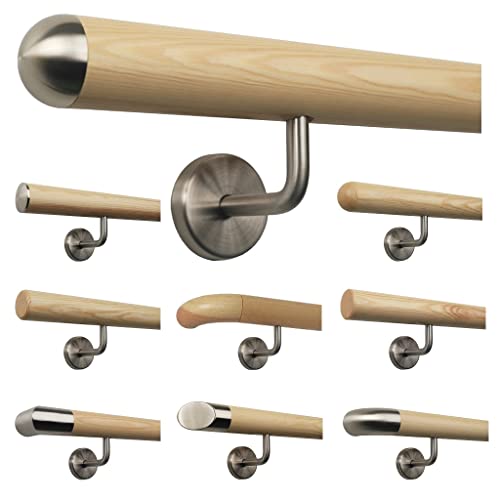 Kiefer Handlauf Treppen Geländer Handläufer 30-500 cm aus einem Stück mit Halter Stützen Träger und bearbeiteten Enden Kiefer Handlauf Treppen Geländer Handläufer 30-500 cm aus einem Stück mit Halter Stützen Träger und bearbeiteten Enden von TIBU