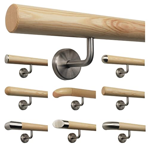 Kiefer Handlauf Treppen Geländer Handläufer 30-500 cm aus einem Stück mit Halter Stützen Träger und bearbeiteten Enden Kiefer Handlauf Treppen Geländer Handläufer 30-500 cm aus einem Stück mit Halter Stützen Träger und bearbeiteten Enden von TIBU