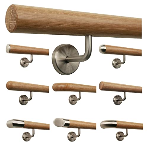 TIBU Eiche Holz Handlauf Geländer 0,3m - 6m, Länge 330 cm, Ende gefast und 4 gewinkelte Halter TIBU Eiche Holz Handlauf Geländer 0,3m - 6m, Länge 330 cm, Ende gefast und 4 gewinkelte Halter von TIBU