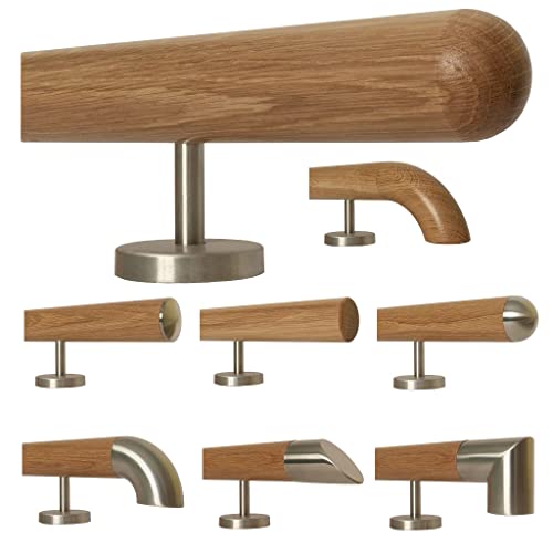 TIBU Eiche Holz Handlauf Geländer 0,3m - 6m, Länge 340 cm, Ende Halbkugel gefräst und 5 gerade Halter TIBU Eiche Holz Handlauf Geländer 0,3m - 6m, Länge 340 cm, Ende Halbkugel gefräst und 5 gerade Halter von TIBU