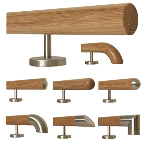 TIBU Eiche Holz Handlauf Geländer 0,3m - 6m, Länge 370 cm, Ende gefast und 5 gerade Halter TIBU Eiche Holz Handlauf Geländer 0,3m - 6m, Länge 370 cm, Ende gefast und 5 gerade Halter von TIBU