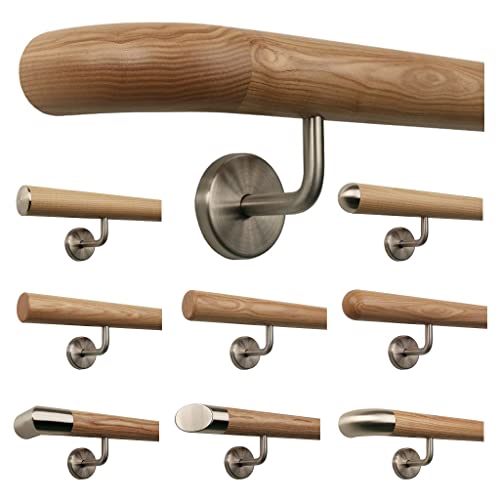 TIBU Esche Holz Handlauf Geländer 0,3m - 6m, Länge 280 cm, Ende Holzkrümmling und 4 gewinkelte Halter TIBU Esche Holz Handlauf Geländer 0,3m - 6m, Länge 280 cm, Ende Holzkrümmling und 4 gewinkelte Halter von TIBU