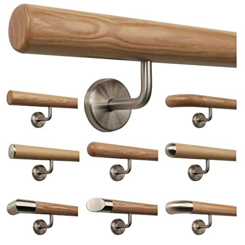 TIBU Esche Holz Handlauf Geländer 0,3m - 6m, Länge 450 cm, Ende Radius gefräst und 6 gewinkelte Halter TIBU Esche Holz Handlauf Geländer 0,3m - 6m, Länge 450 cm, Ende Radius gefräst und 6 gewinkelte Halter von TIBU