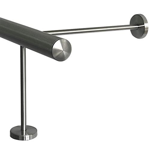 TIBU Fußstütze V2A Edelstahl Ø 33,7 mm 30-590 cm, Länge= 200 cm 3 Paar Halter 20/30 cm Barstange Tresenstange von TIBU