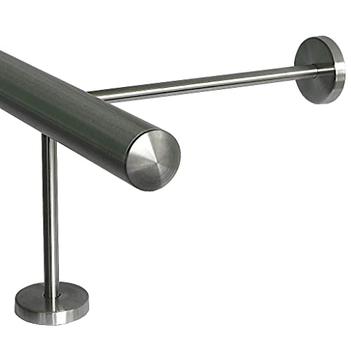TIBU Fußstütze V2A Edelstahl Ø 33,7 mm 30-590 cm, Länge= 310 cm 4 Paar Halter 15/25 cm Barstange Tresenstange von TIBU